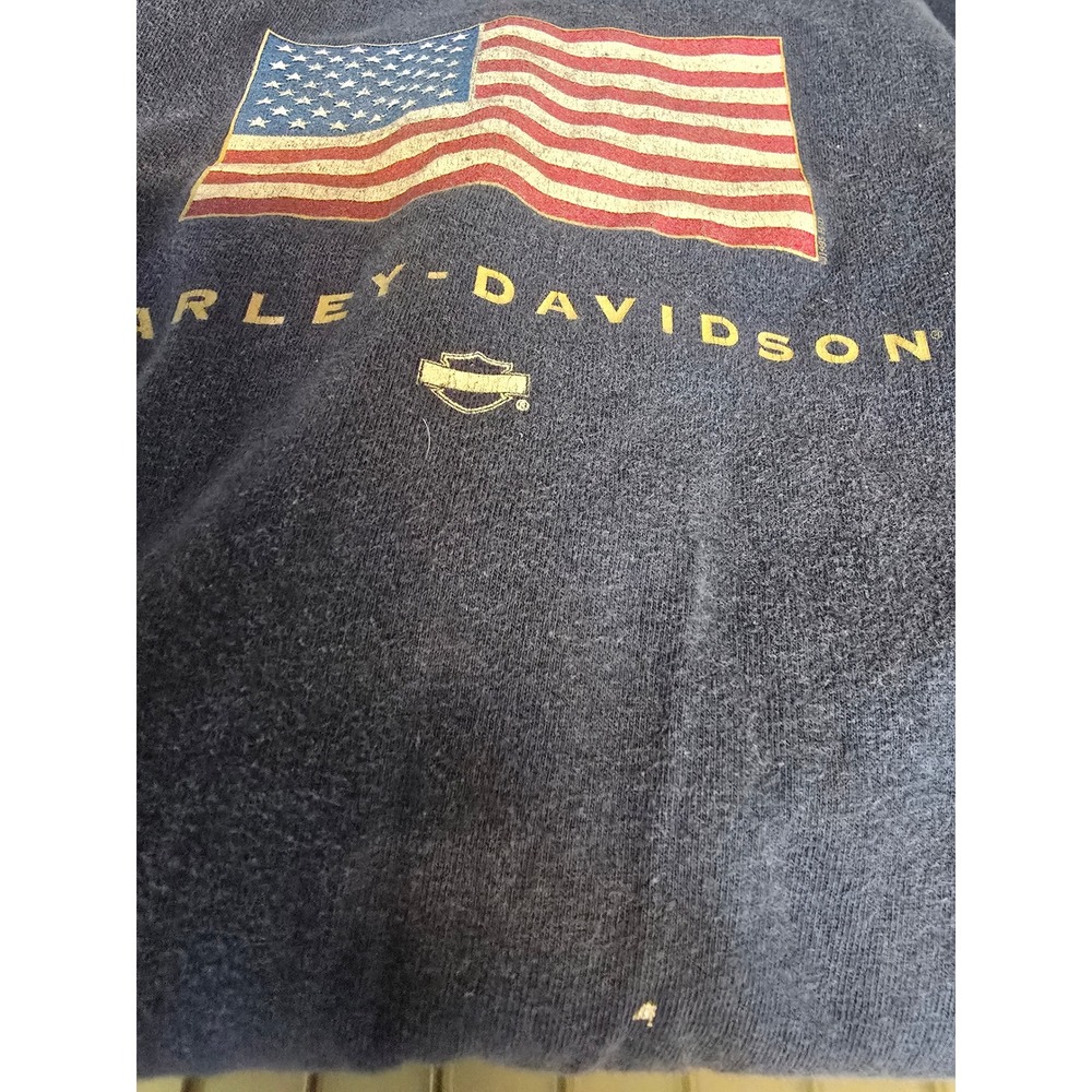 Harley-Davidson Mens XXL Navy Blue American Flag T-Shirt Wilkesboro NC Vintage - Picture 5 of 6
